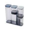 Borcan de depozitare pentru bucătărie PODIUM, set de 5 buc, cu suport, albastru, Joseph Joseph