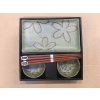 Set de sushi, 6 buc, motiv floral, verde deschis, MIJ