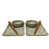 Set de sushi, 6 buc, motiv floral, verde deschis, MIJ