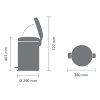 Coș cu pedală NEWICON, 20 l, gri mineral, Brabantia