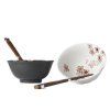 Bol ceramică CHERRY BLOSSOM 400 ml, set de 2 buc, cu bețișoare, MIJ