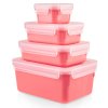 Borcan de depozitare pentru bucătărie MASTER SEAL COLOUR EDITION N1030910 , set de 4 buc, roșu coral, plastic, Tefal