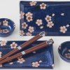 Set de sushi cu bețișoare NAVY WITH PINK SAKURA, 4 buc, MIJ