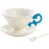 Ceașcă pentru ceai cu farfurie și lingura I-WARES, albastru deschis, Seletti