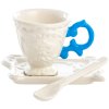 Ceașcă de cafea cu farfurie și lingura I-WARES, albastru deschis, Seletti