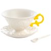 Ceașcă pentru ceai cu farfurie și lingura I-WARES, galben, Seletti