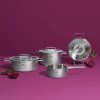 Set de vase pentru gătit PURE, set de 4, argintiu, oțel inoxidabil, Fissler