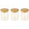 Borcan de depozitare pentru bucătărie PKV-014 180 ml, set de 3 buc, sticlă/bambus, Pebbly