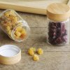 Borcan de depozitare pentru bucătărie PKV-030 75 ml, set de 3 buc, sticlă/bambus, Pebbly