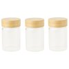 Borcan de depozitare pentru bucătărie PKV-030 75 ml, set de 3 buc, sticlă/bambus, Pebbly