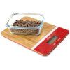 Cântar alimentar digital PEB-BRN 23 cm, roșu, bambus, Pebbly