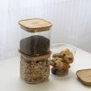 Recipient pentru depozitarea alimentelor PKV-015 800 ml, set de 3 buc, sticlă/bambus, Pebbly