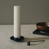 Suport de lumânare cu stâlp BLOCK 11 cm, negru, alamă, ferm LIVING