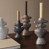 Suport de lumânare pentru cină YARA 19,5 cm, nisip, gresie, ferm LIVING