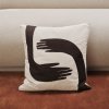 Pernuță decorativă POSE 50 x 50 cm, alb / maro, bumbac, ferm LIVING